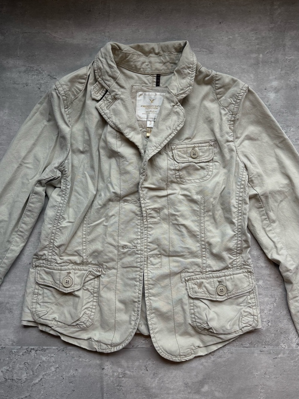 American Eagle Outfitters Light Beige Shirt Jacket Utility Flap Pocket Small